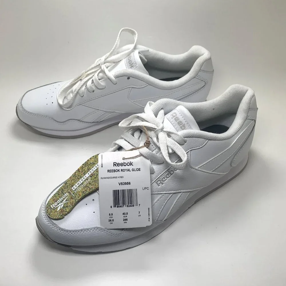 Reebok Royal Glide White Trainers with Comfort Footbed - Size US 9.5 - Picture 2 of 16